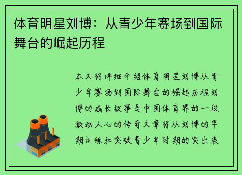 体育明星刘博：从青少年赛场到国际舞台的崛起历程